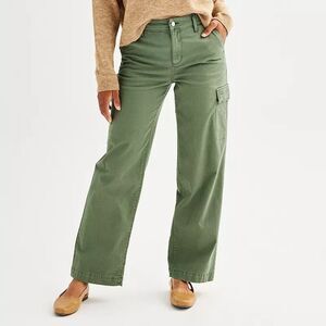 SONOMA Cargo Utility Pants Womens 4 Manolo Olive Green Straight Leg Stretch NEW
